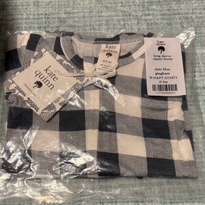 Kate Quinn Navy and White Checkered Footie